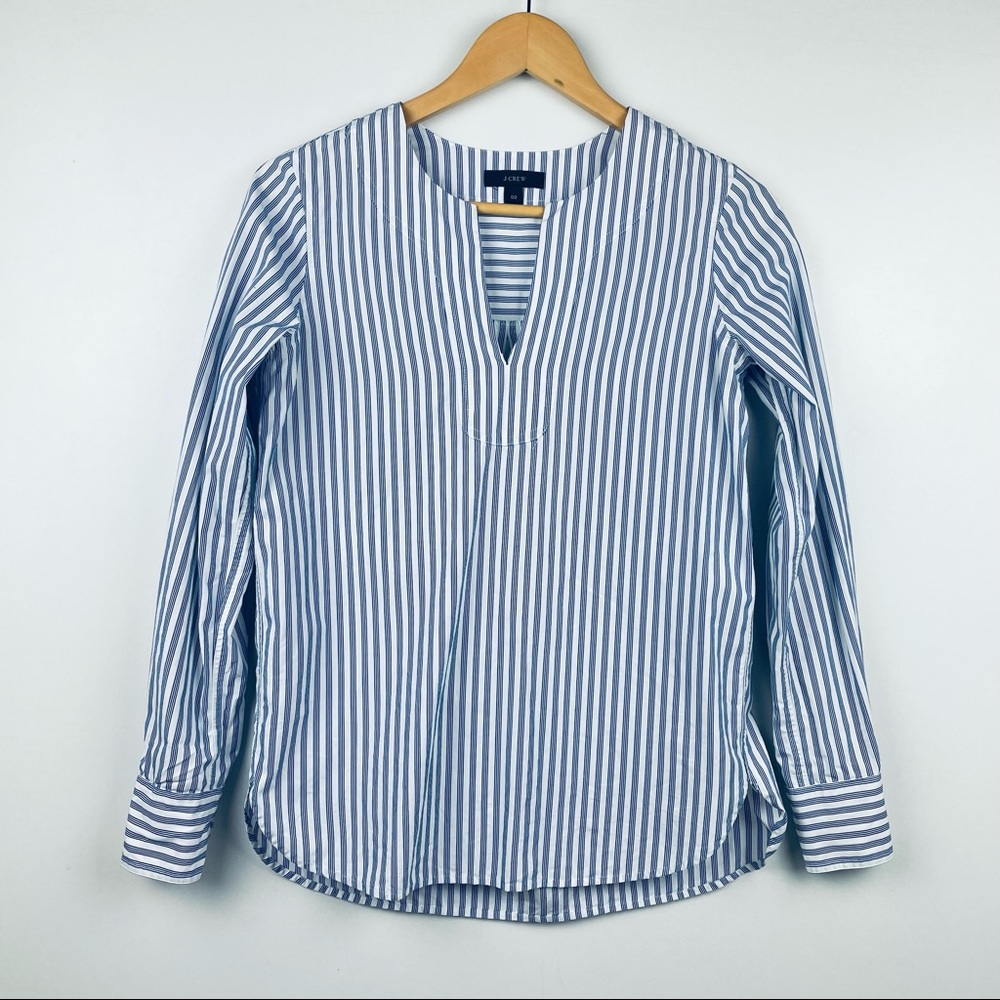 J.Crew Blue Stripe Shirt Long Sleeve Size 00